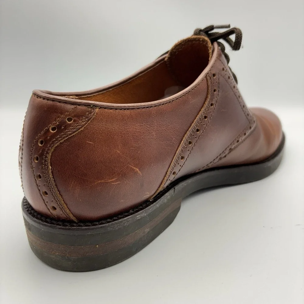 Johnston & Murphy Dress Shoes Mens 10.5 Brown Leather Saddle Oxford Lace ITALY